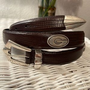 NWOT MENS GREENBAY PACKERS LEATHER BELT. Brown (alligator pattern). Size 42.